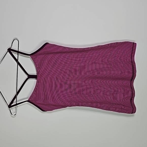 LULULEMON size 4 pink and black striped tank top - Picture 3 of 5